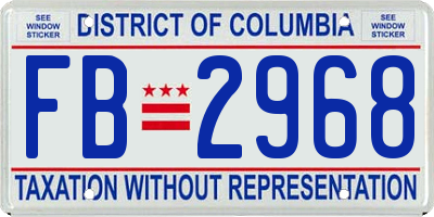 DC license plate FB2968