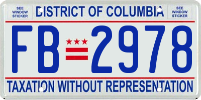 DC license plate FB2978