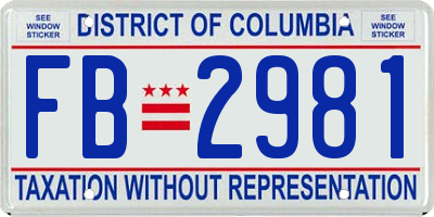 DC license plate FB2981