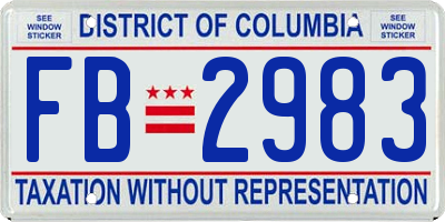 DC license plate FB2983