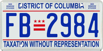 DC license plate FB2984