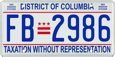 DC license plate FB2986