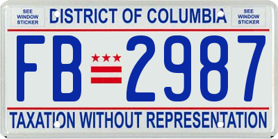 DC license plate FB2987