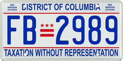 DC license plate FB2989