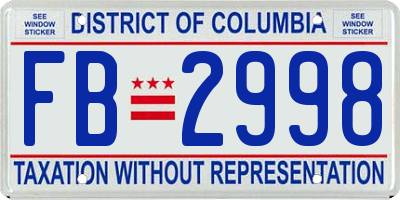 DC license plate FB2998