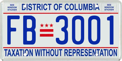 DC license plate FB3001