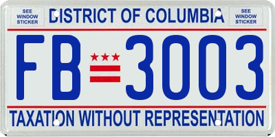 DC license plate FB3003