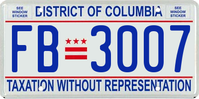 DC license plate FB3007