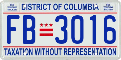 DC license plate FB3016