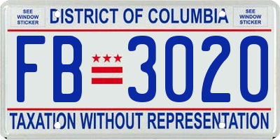 DC license plate FB3020