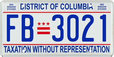 DC license plate FB3021