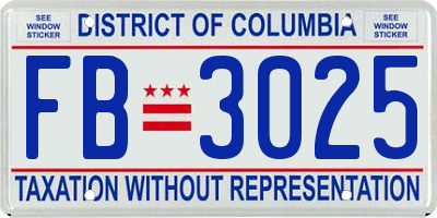 DC license plate FB3025