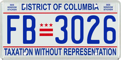 DC license plate FB3026