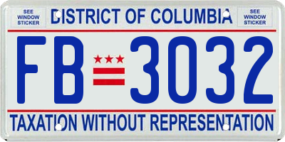 DC license plate FB3032