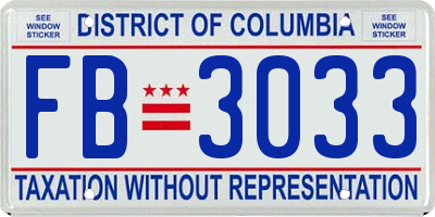 DC license plate FB3033