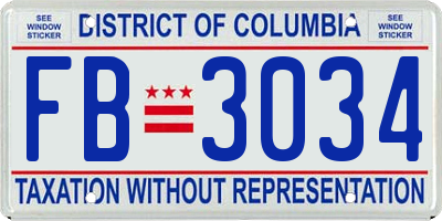 DC license plate FB3034