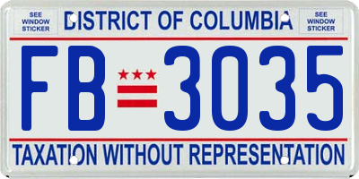 DC license plate FB3035