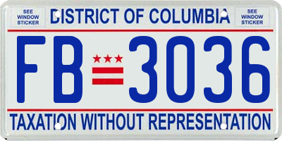 DC license plate FB3036