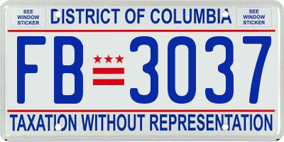 DC license plate FB3037