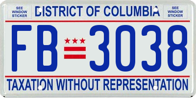 DC license plate FB3038