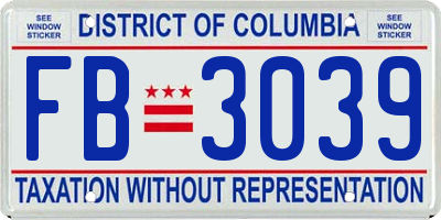 DC license plate FB3039