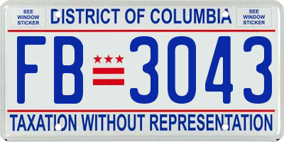 DC license plate FB3043