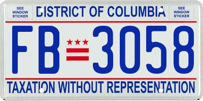 DC license plate FB3058