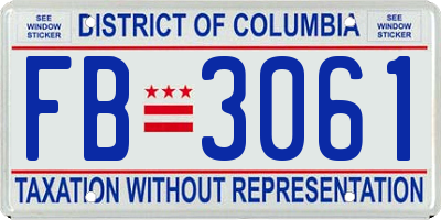 DC license plate FB3061