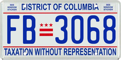 DC license plate FB3068