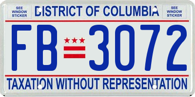 DC license plate FB3072