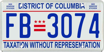 DC license plate FB3074