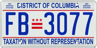 DC license plate FB3077