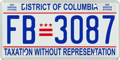 DC license plate FB3087