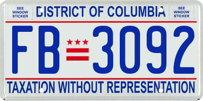 DC license plate FB3092