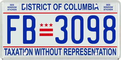 DC license plate FB3098