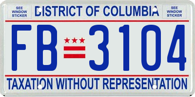 DC license plate FB3104