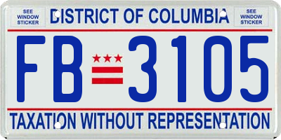 DC license plate FB3105