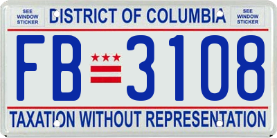 DC license plate FB3108