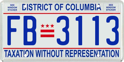 DC license plate FB3113