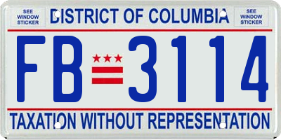 DC license plate FB3114