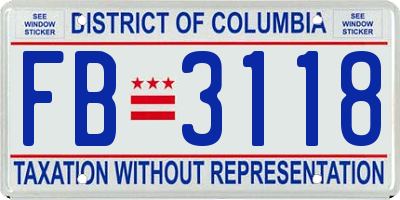 DC license plate FB3118