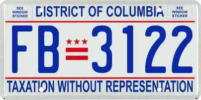 DC license plate FB3122