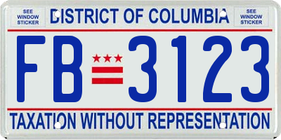 DC license plate FB3123