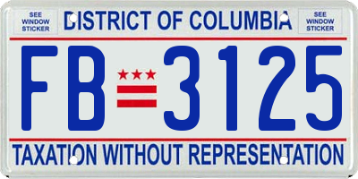 DC license plate FB3125