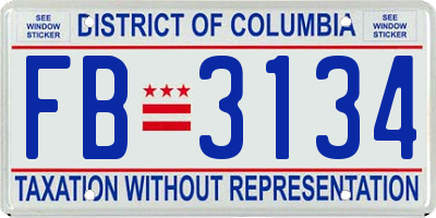 DC license plate FB3134