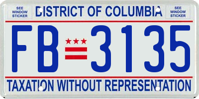 DC license plate FB3135