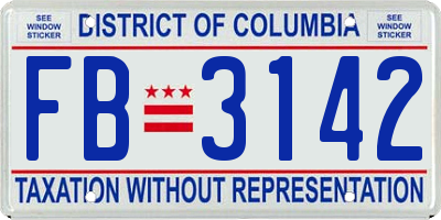 DC license plate FB3142