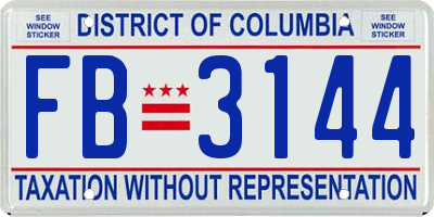 DC license plate FB3144