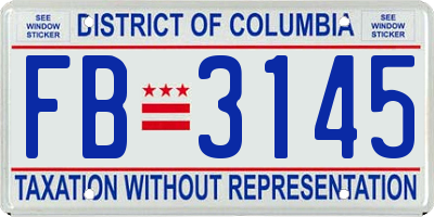 DC license plate FB3145