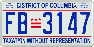 DC license plate FB3147